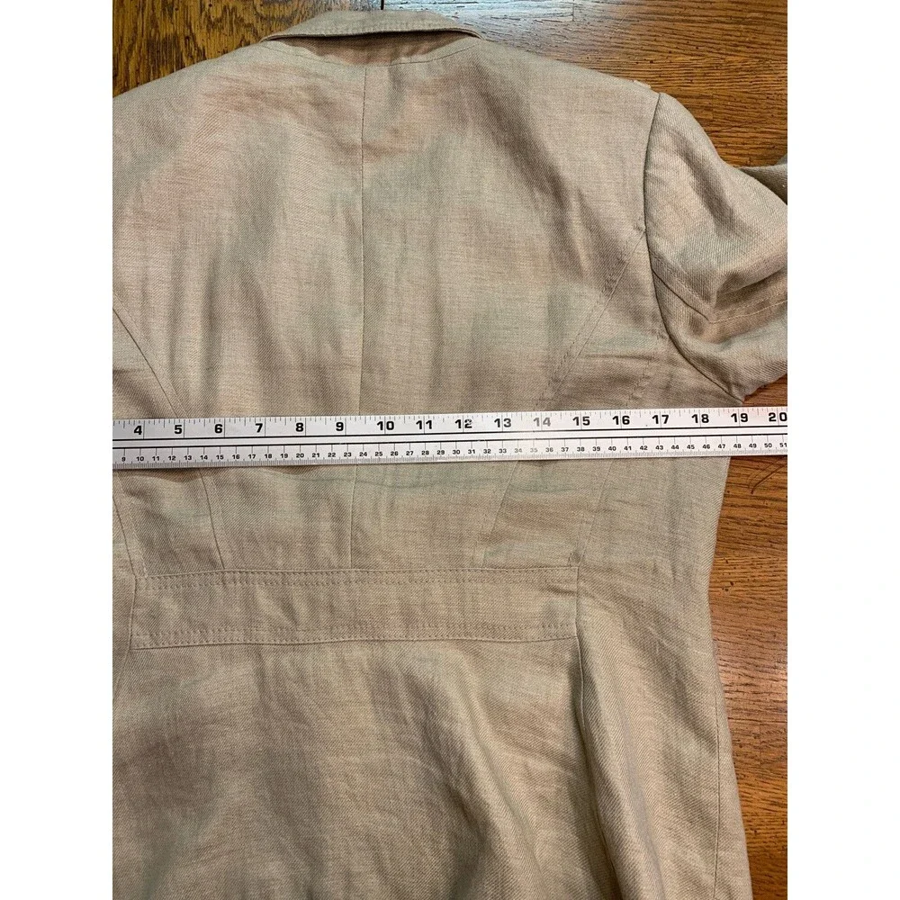 The Limited Linen Blazer Jacket Medium Career Office Khaki Epaulettes Peplum